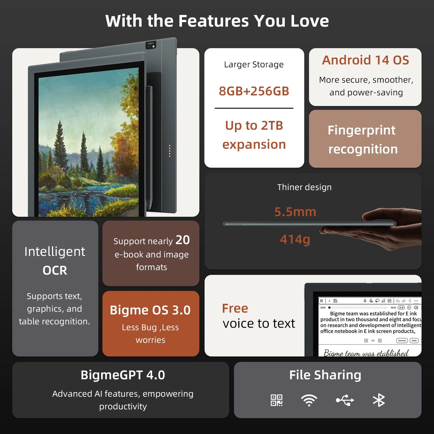 Bigme B1051C Pro E Ink Ebook Reader Android