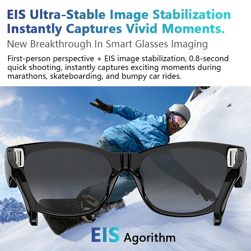 iowodo AI Smart Glasses With 2K Camera Bluetooth Voice Assistant