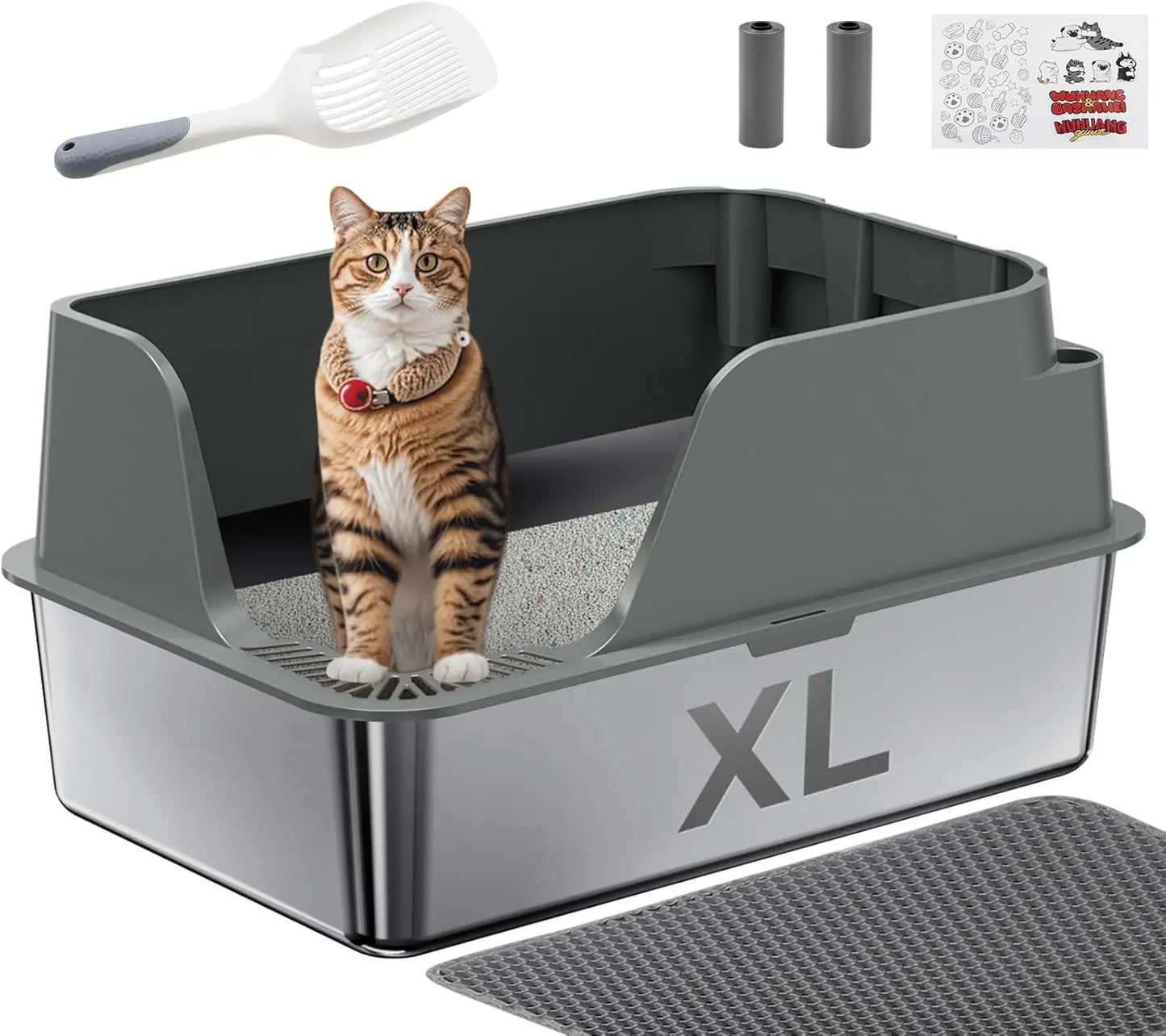 Stainless Steel Cat Litter Box Splash-Proof And Leak-Proof Design