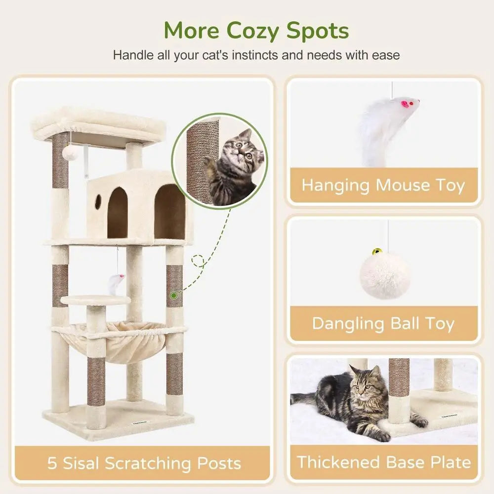 GloCat Cat Tree Tower With Scratching Post And Condo