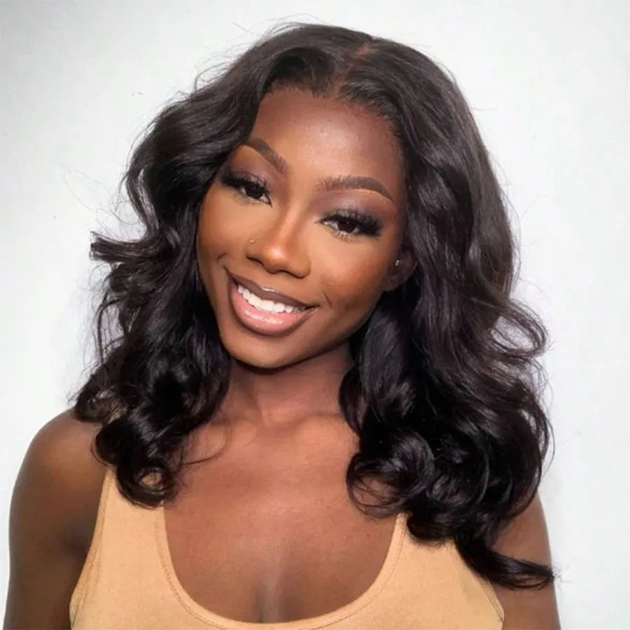 LETMIEO Body Wave Lace Front Virgin Hair Bob Wig Pre-Plucked