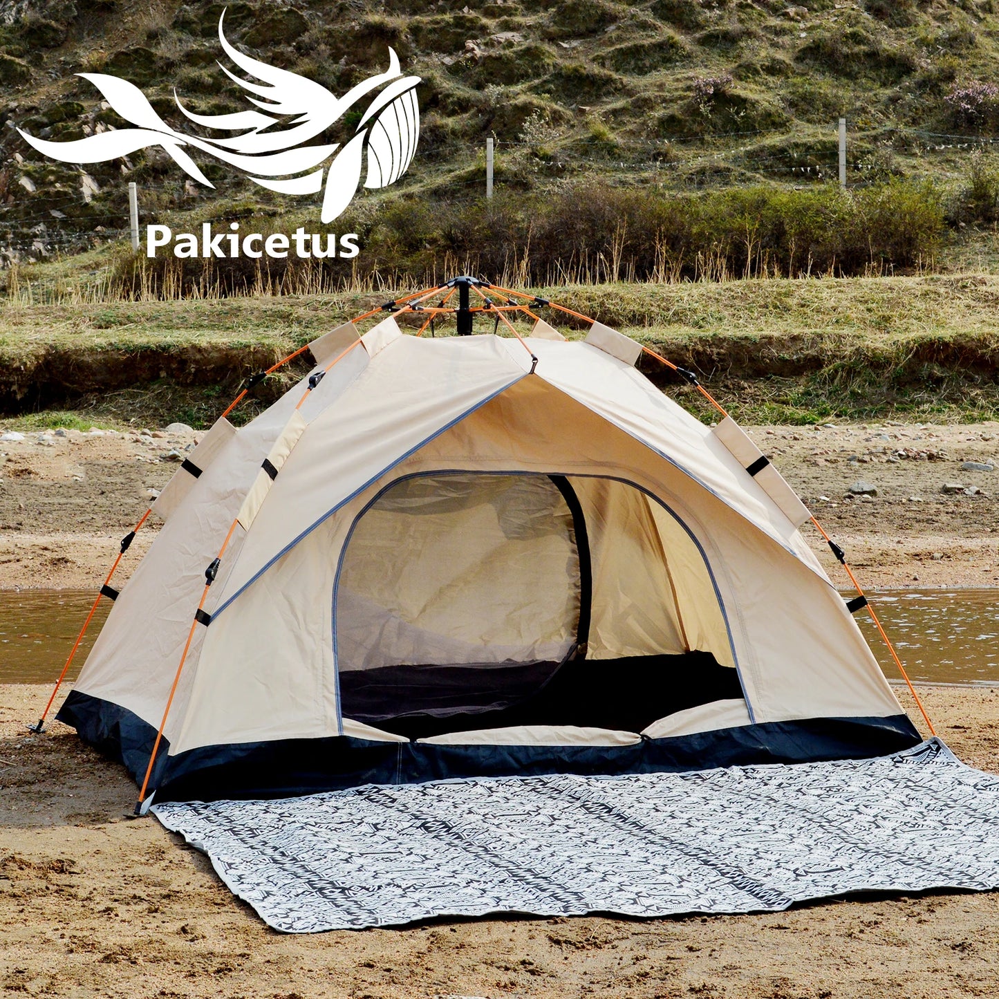 Pakicetus Instant Golden Tent Portable Sun Rain Shelter For Beach And Camping
