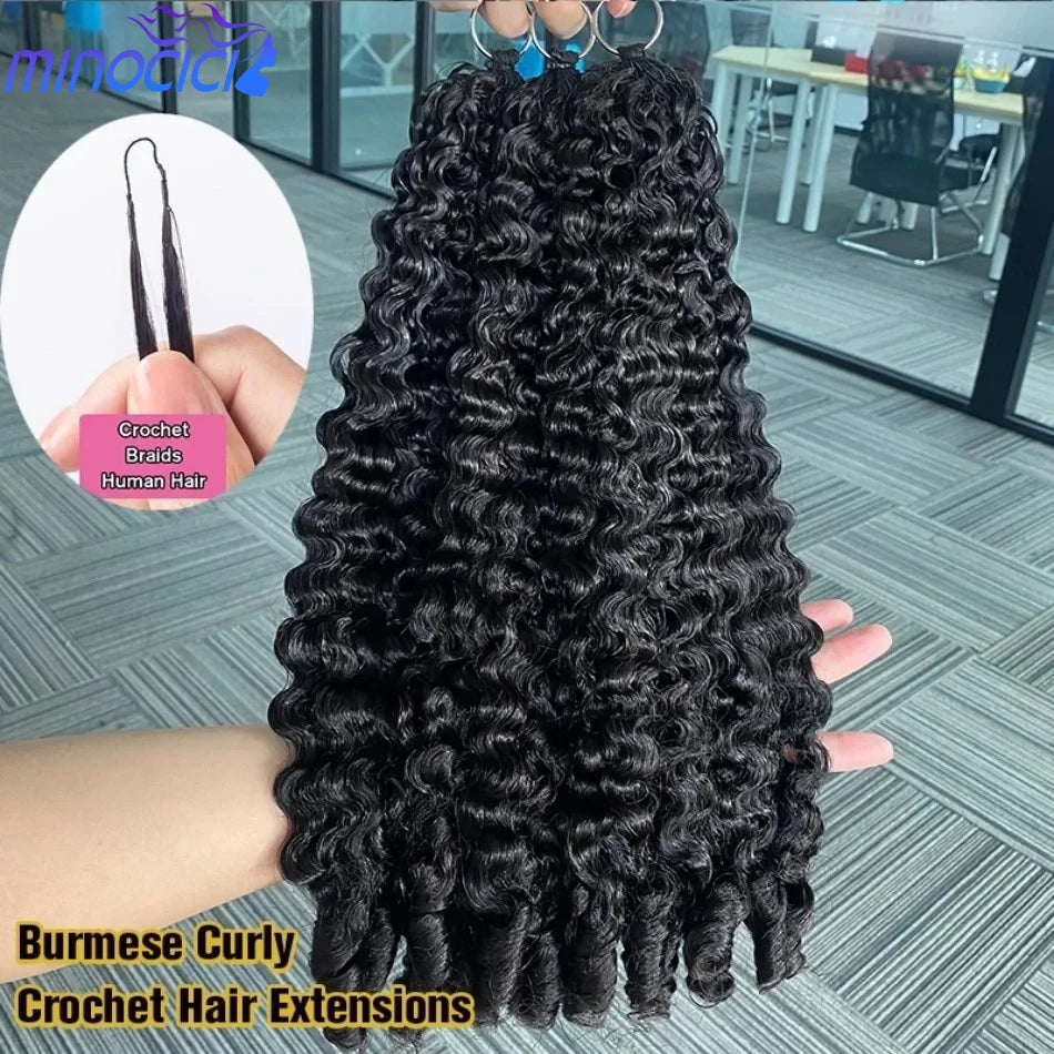 Smilegirl Burmese Curly Crochet Hair Remy Water Wave Bundles