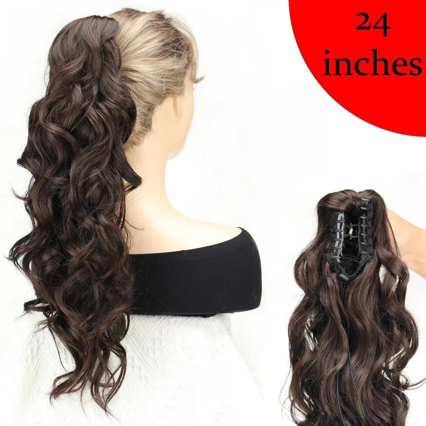 AZQUEEN Synthetic Claw Clip Ponytail Hair Extension Wavy Heat Resistant