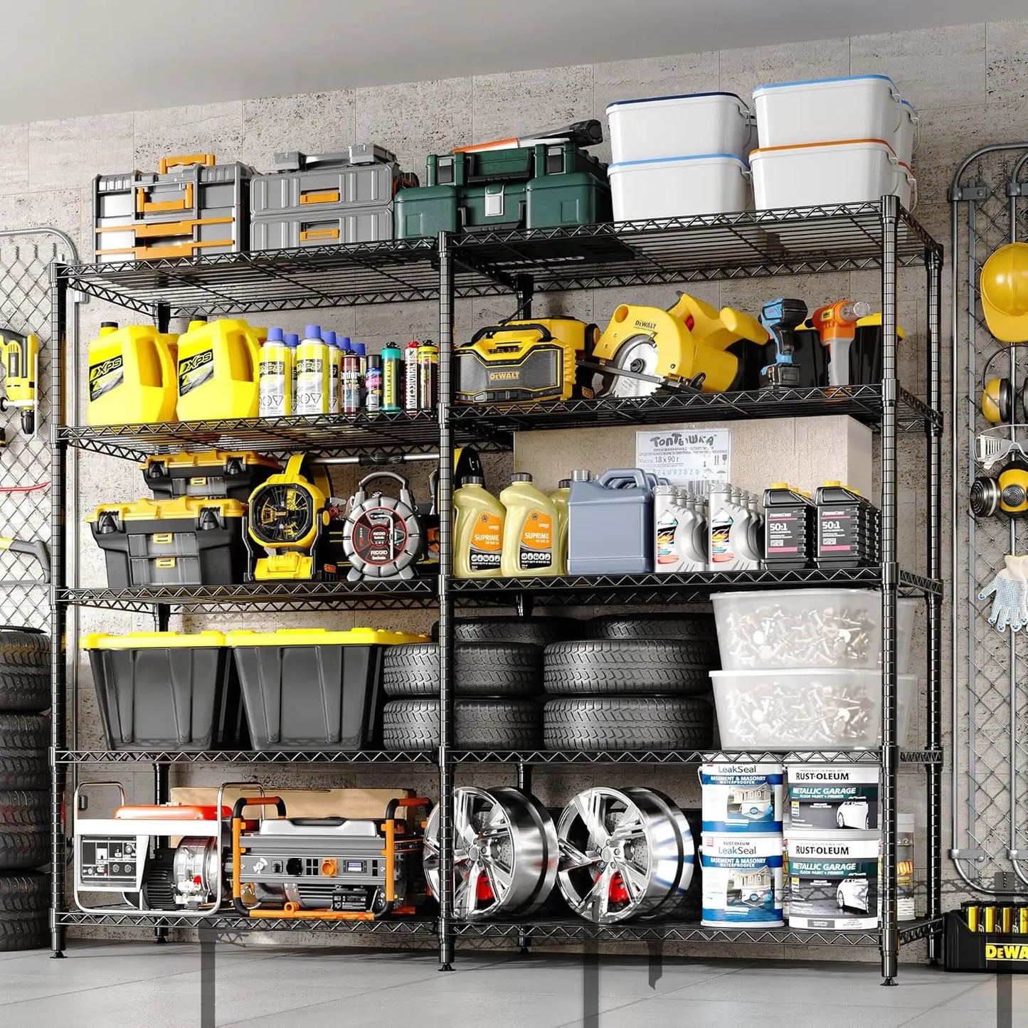 TWISTER.CK Heavy Duty Five Tier Metal Storage Shelves Garage Pantry
