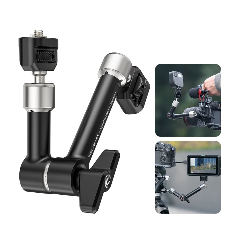 Ulanzi R011a Crab Clamp with Universal Threaded 1/4'' 3/8'' Hole / HD01 360° Adjustable 10-inch Magic Arm for DSLR Camera Vlog