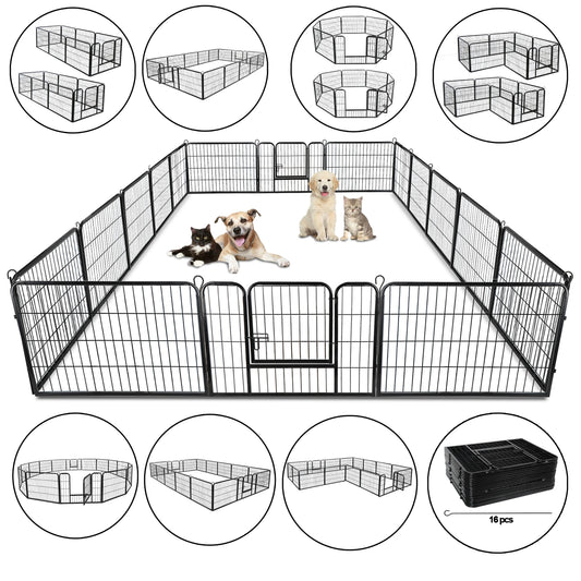 Foldable 16 Panel Metal Dog Playpen Outdoor Pet Fence