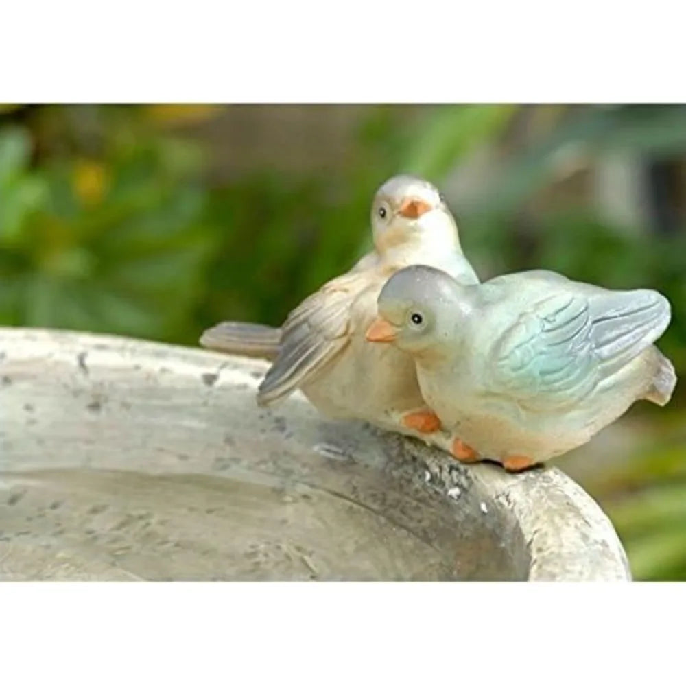 Row Bird Bath Outdoor Water Fountain Resin Garden Water Feature
