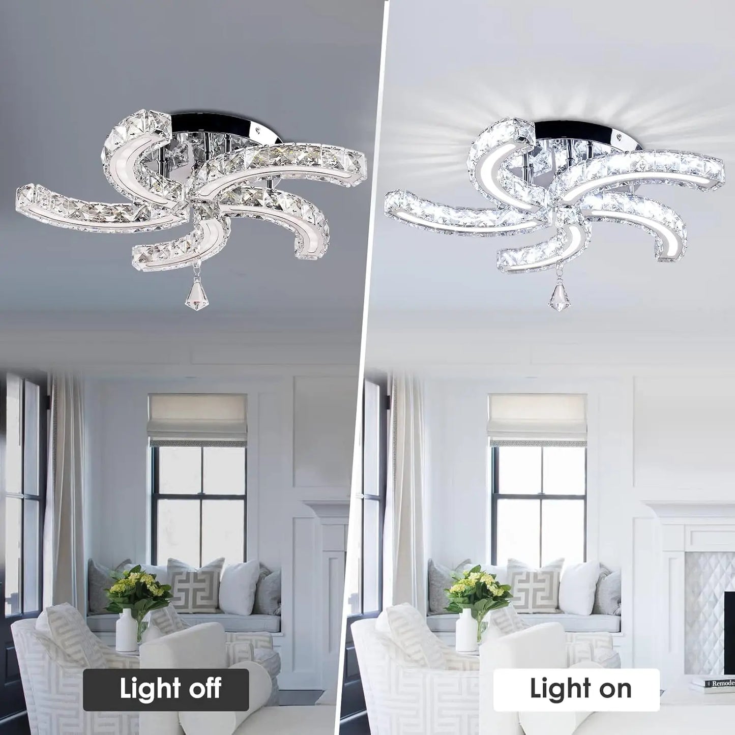 FRIXCHUR Modern Acrylic Crystal Chandeliers LED Ceiling Light Fixtures