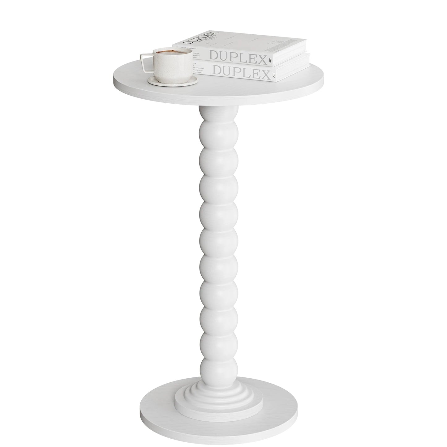 JHK Round Side Table With Solid Wood Legs And Storage