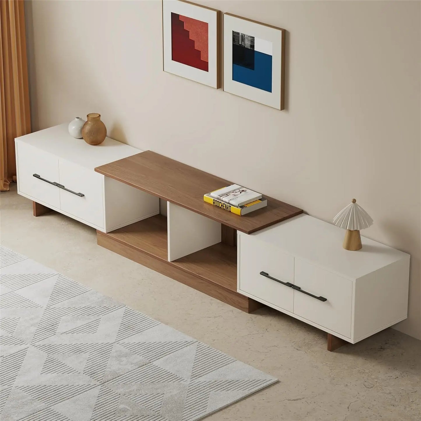 GUOHE Extendable TV Stand Modern Entertainment Center With Cabinets