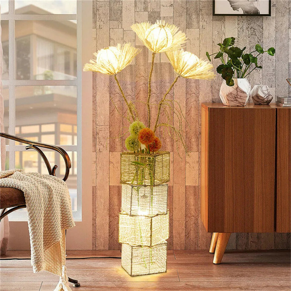 Modern Decorative Floor Lamp LED Rattan Tree Lantern