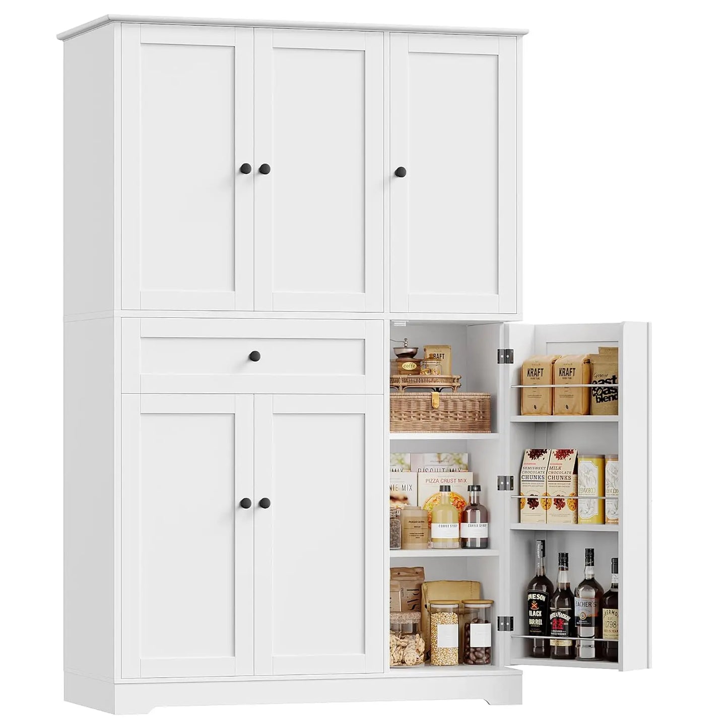 HUANZHUANG Modern Kitchen Pantry Cabinet Freestanding With Doors And Shelves