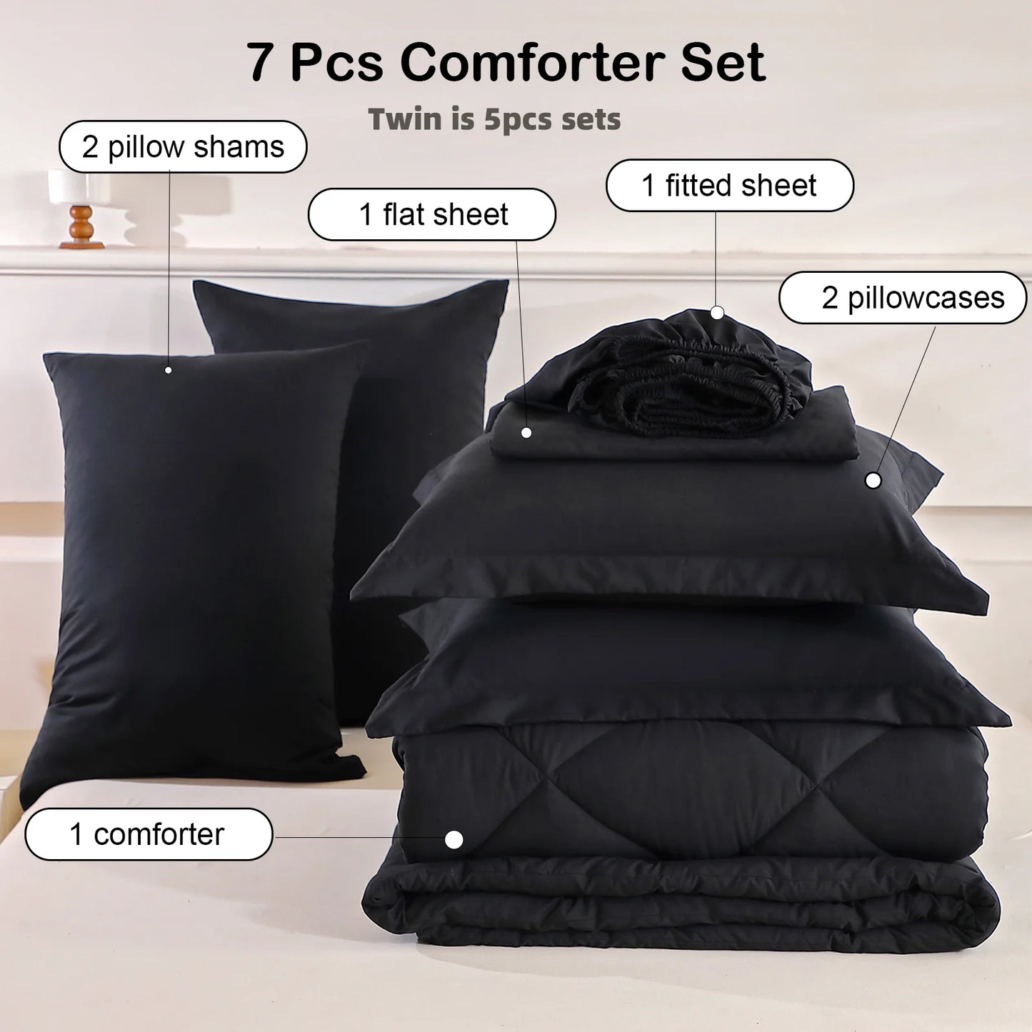 EasYum 7Piece Bedding Set Quilt Comforter and Sheets