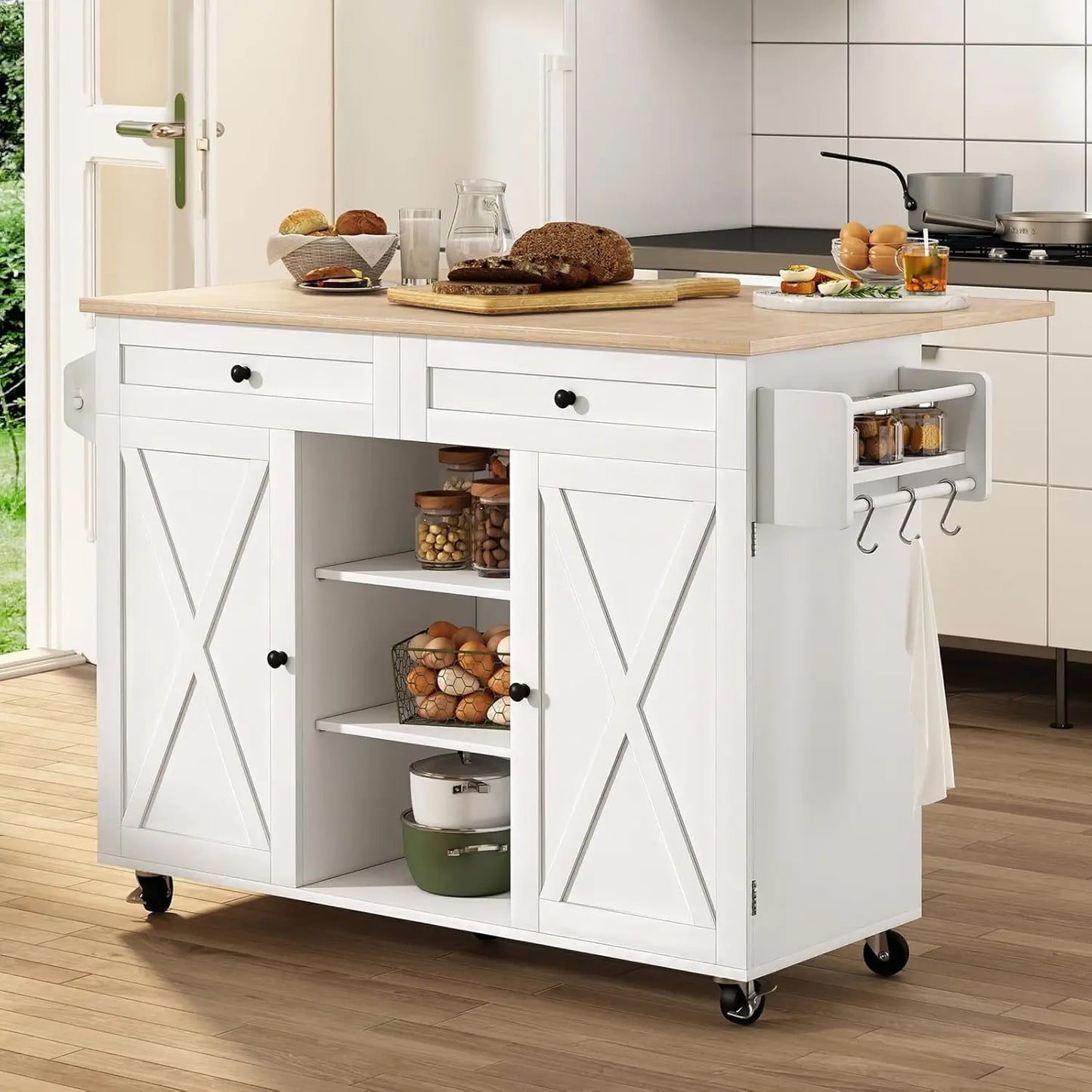 Kitchen Island On Wheels With Drop Leaf Countertop