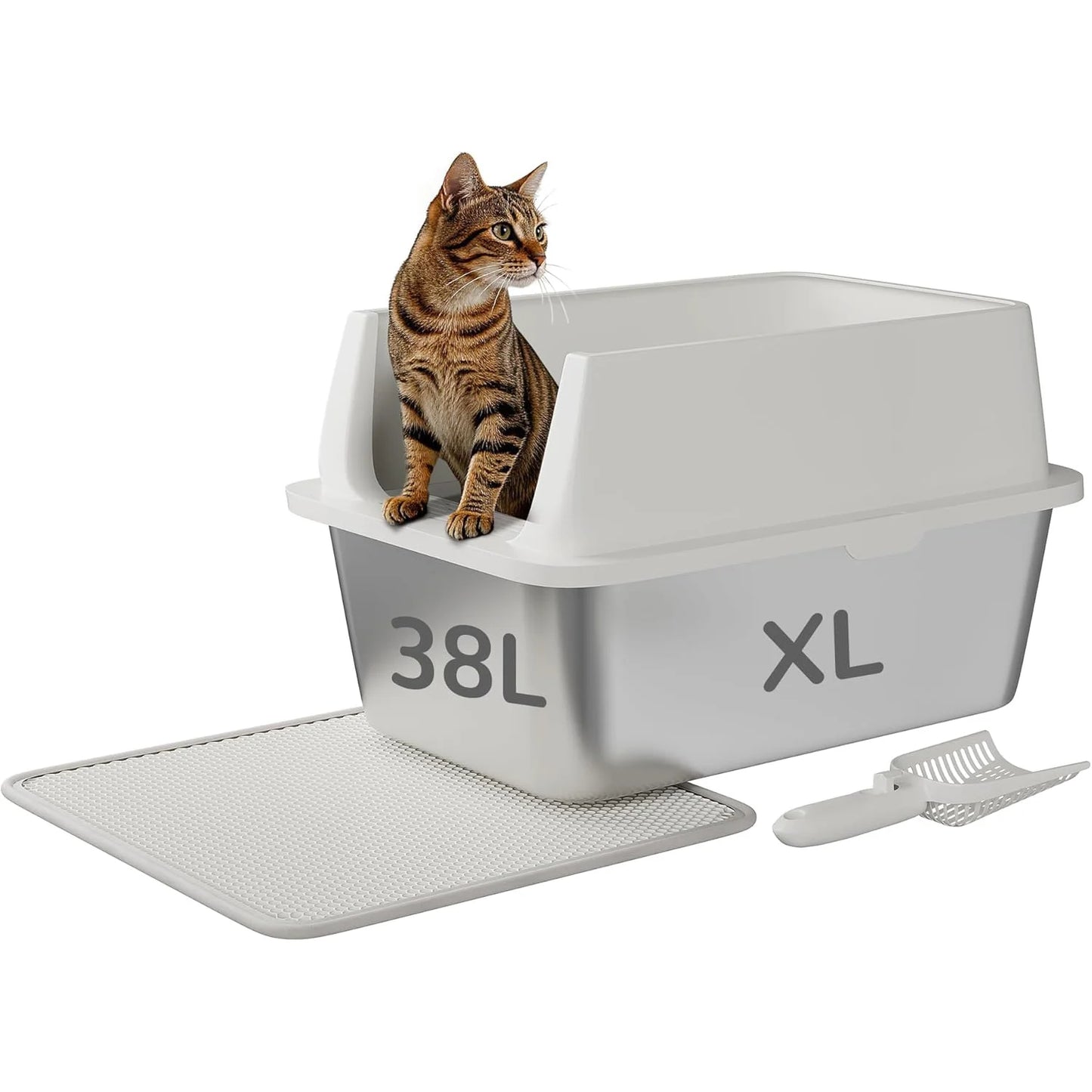 HiMISS Stainless Steel Cat Litter Box Odor Free Anti Leakage
