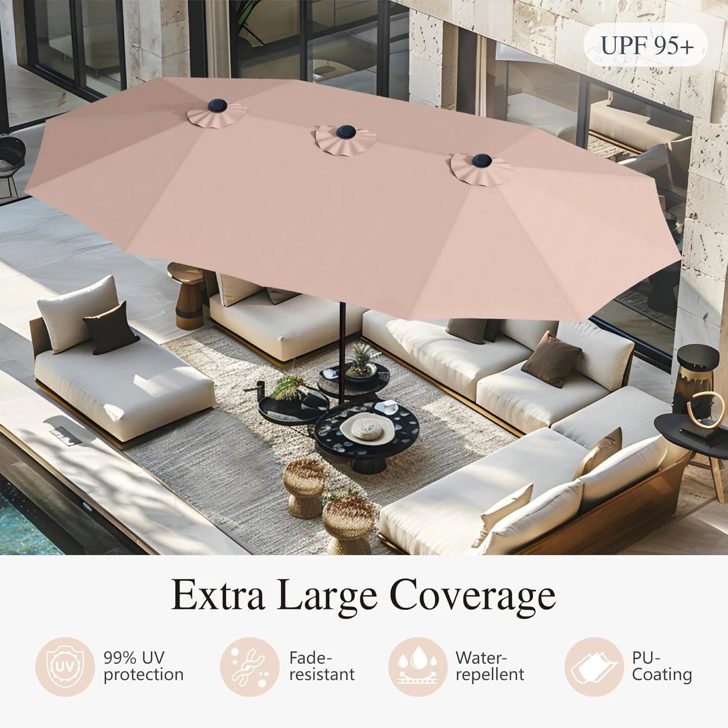 HUANZHUANG Patio Umbrella With Base Included Heavy Duty Market