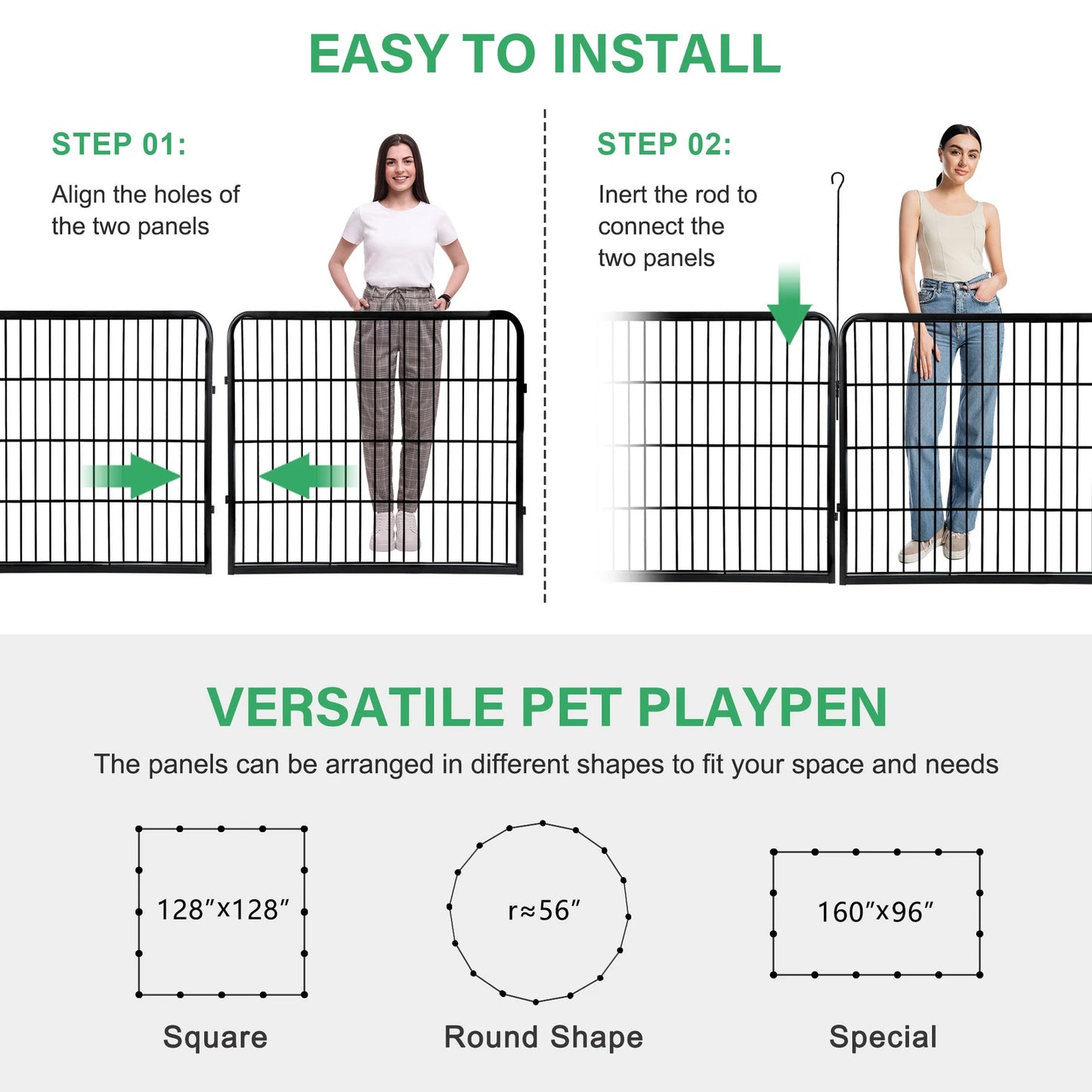 Foldable 16 Panel Metal Dog Playpen Outdoor Pet Fence