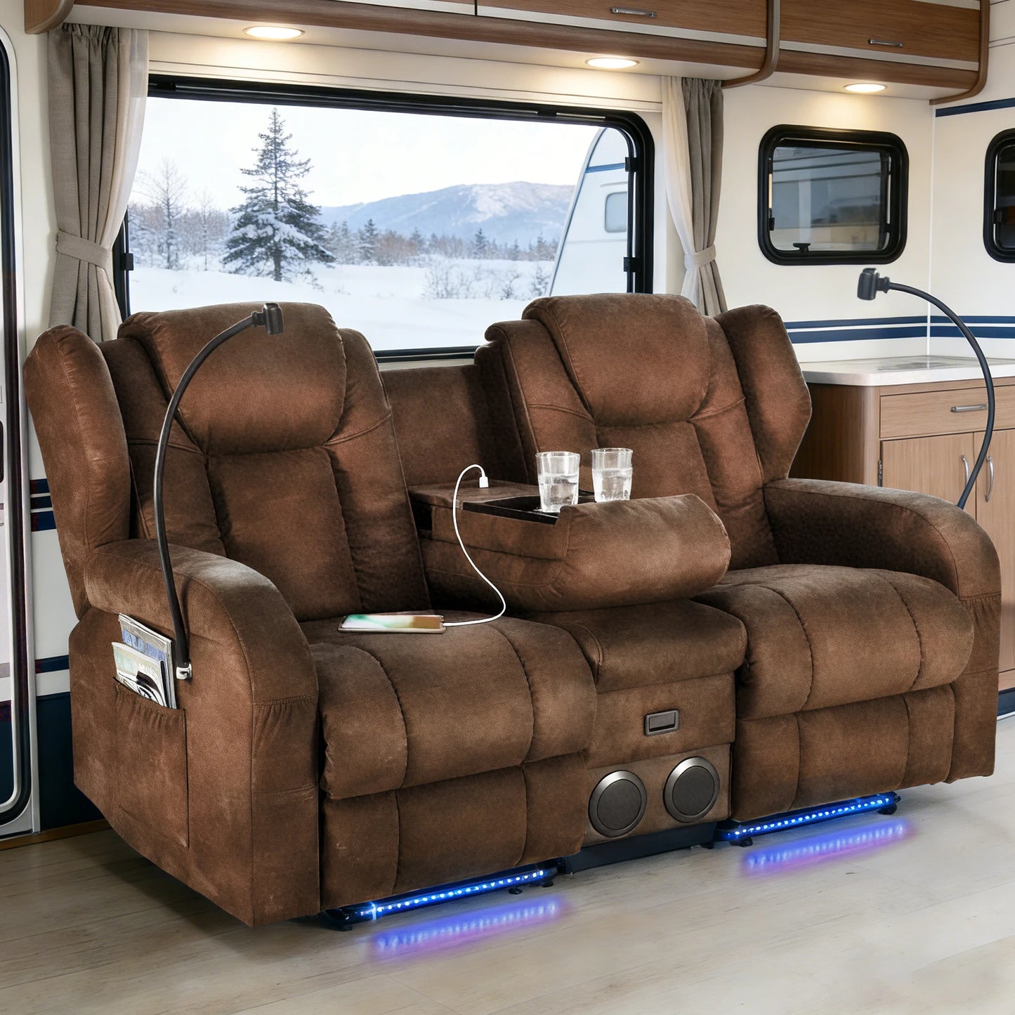 Redlife Dual Motor Electric Recliner Loveseat Sofa With Massage Heat
