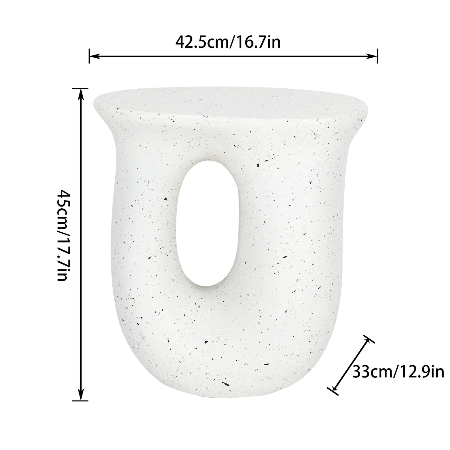 U Shaped Geometric Concrete Side End Table For Living Room