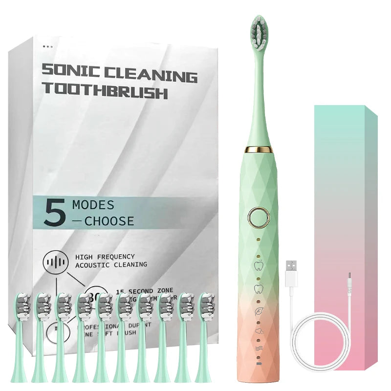 Electric Rotary Toothbrush With Timer USB Rechargeable Waterproof
