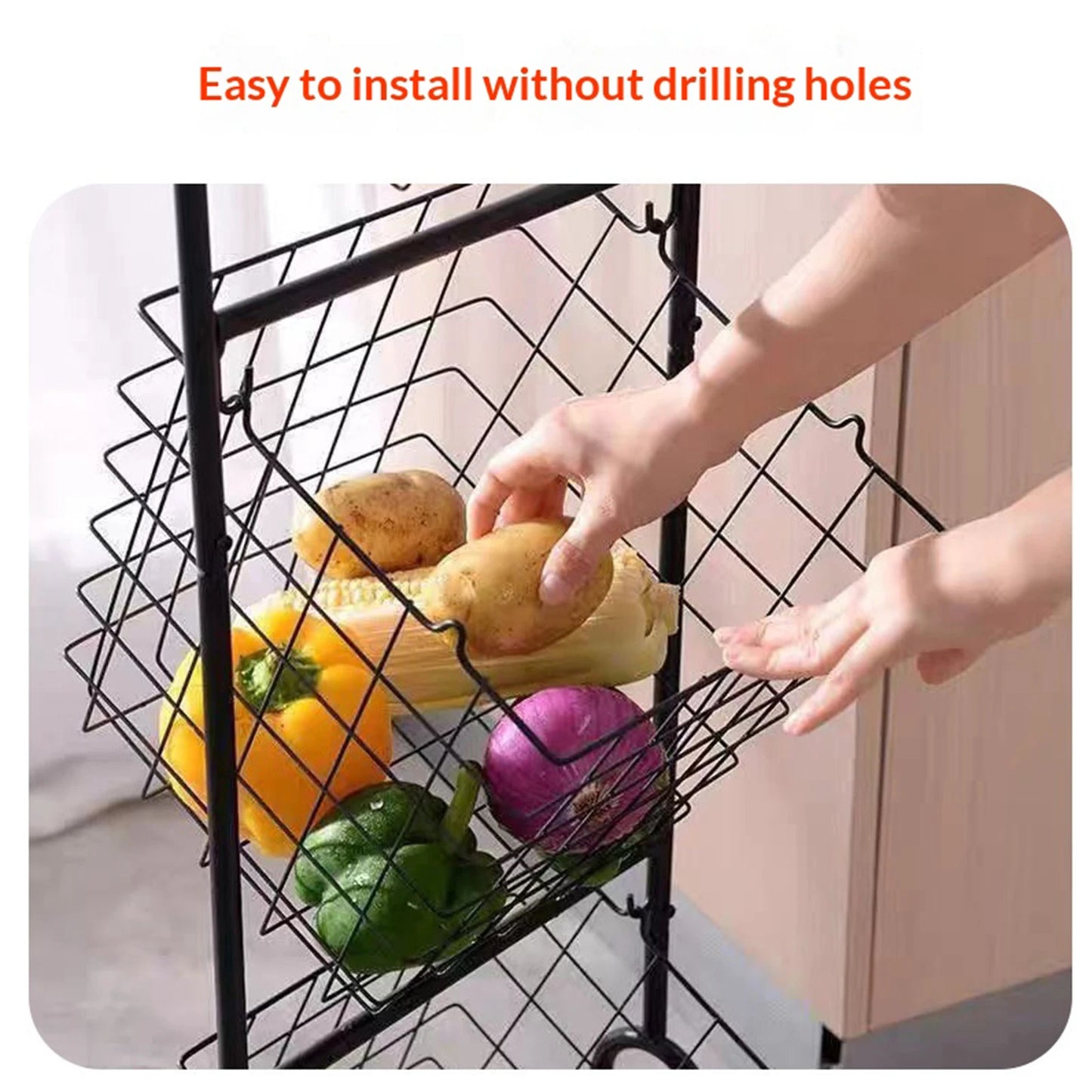 Kitchen 3 Tier Basket Rack for Fruit and Vegetable Storage