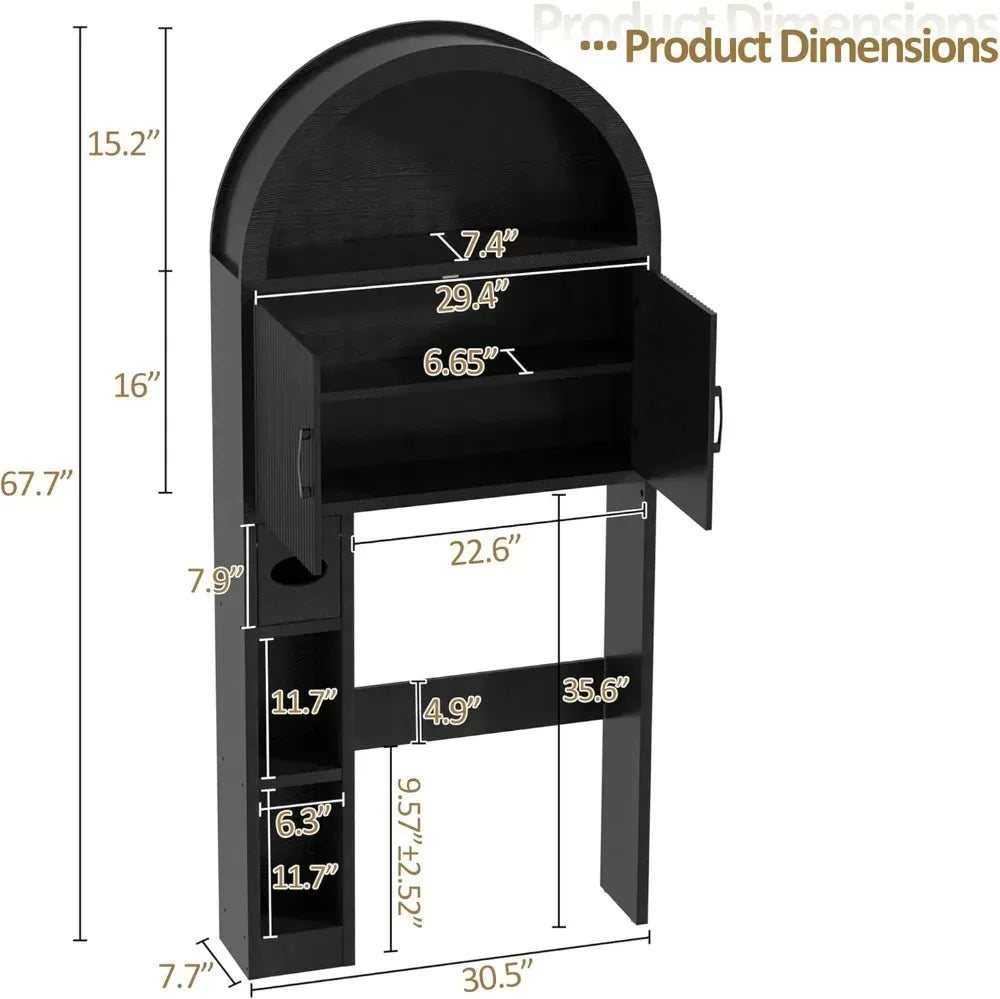 Over Toilet Storage Cabinet With Adjustable Shelf Arched Design
