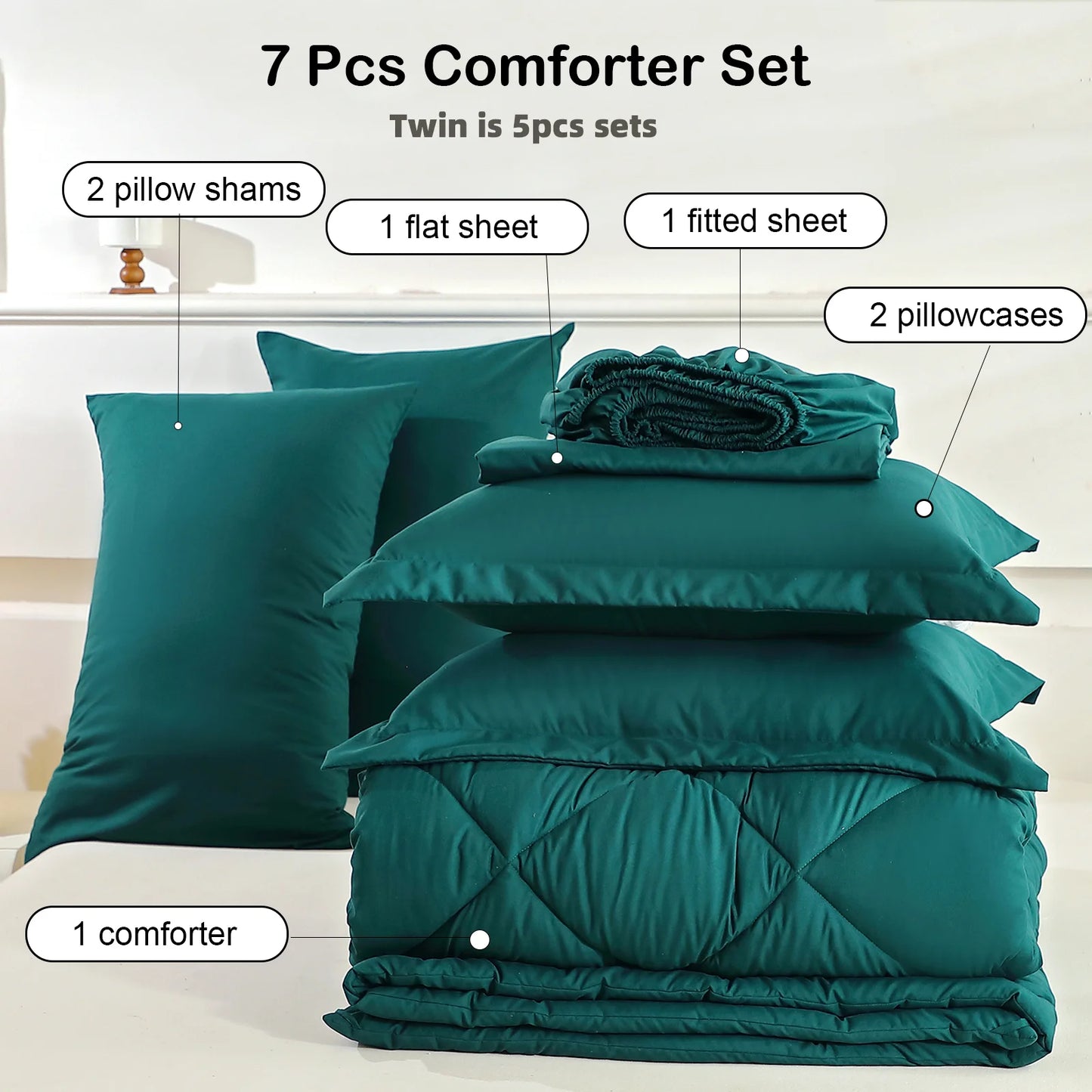 EasYum 7Piece Bedding Set Quilt Comforter and Sheets