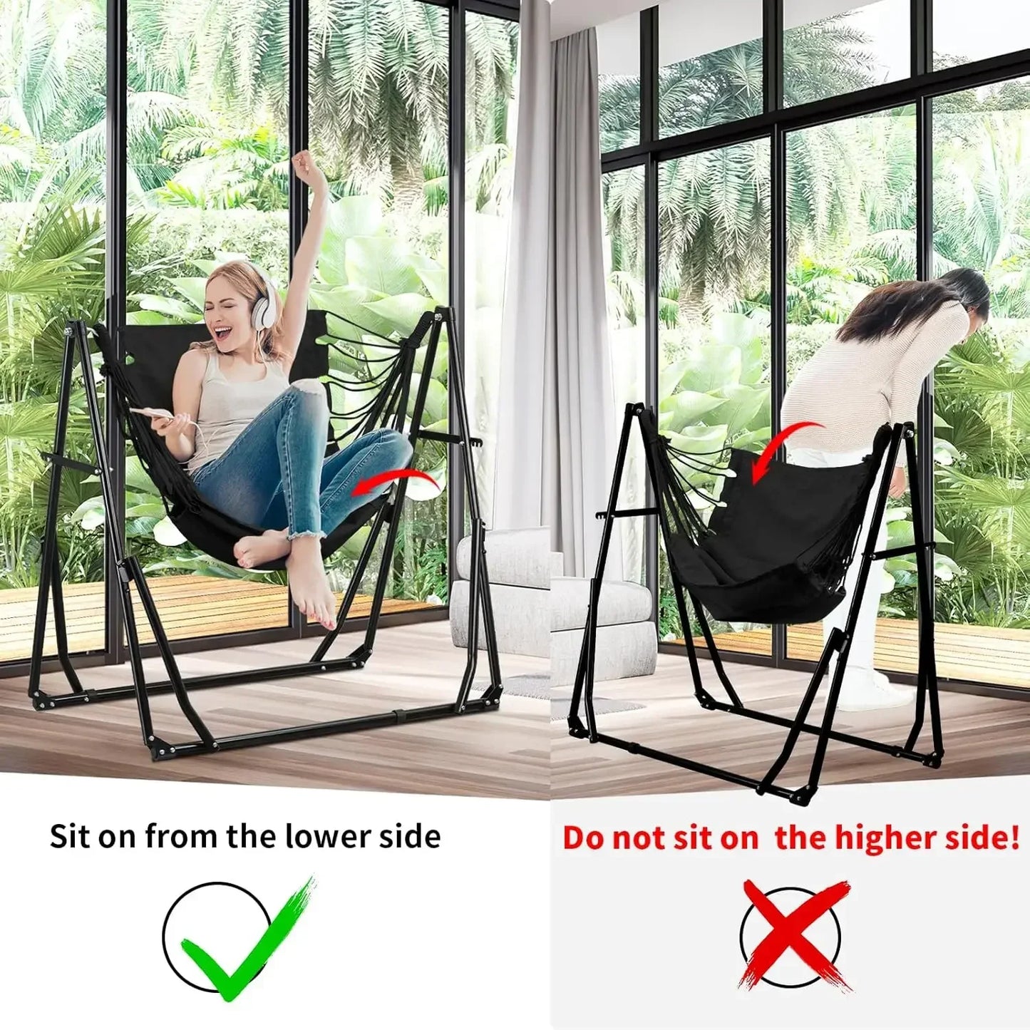 2 In 1 Hammock With Stand Multifunction Outdoor Swing Chair Portable Heavy Duty
