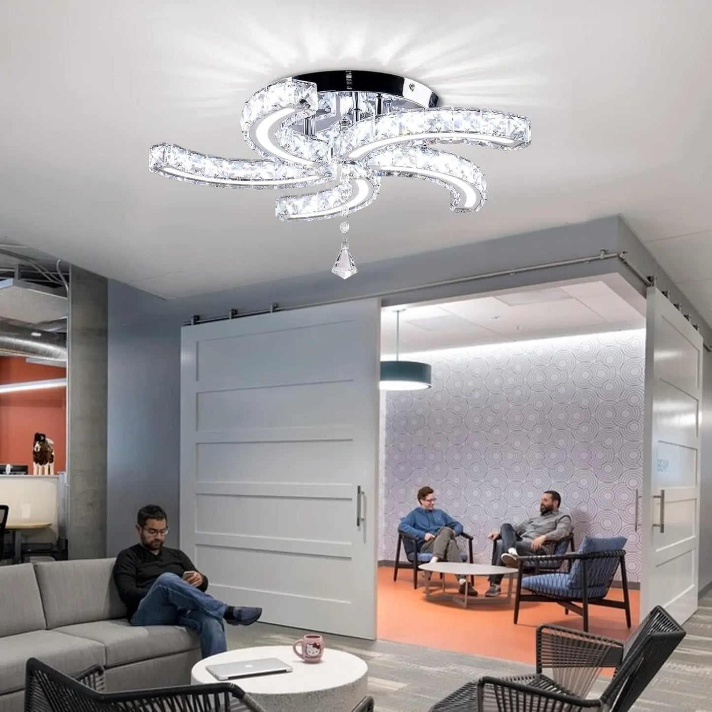 FRIXCHUR Modern Acrylic Crystal Chandeliers LED Ceiling Light Fixtures