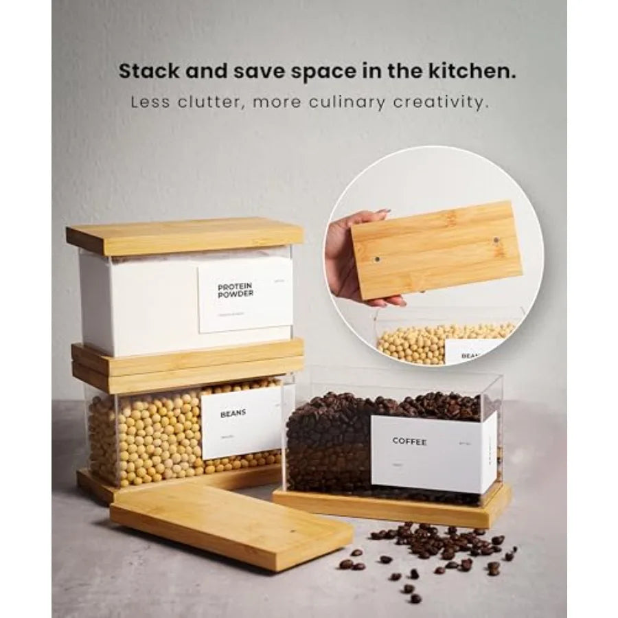 Apt 1101 Bamboo Food Dispenser Airtight Pantry Storage