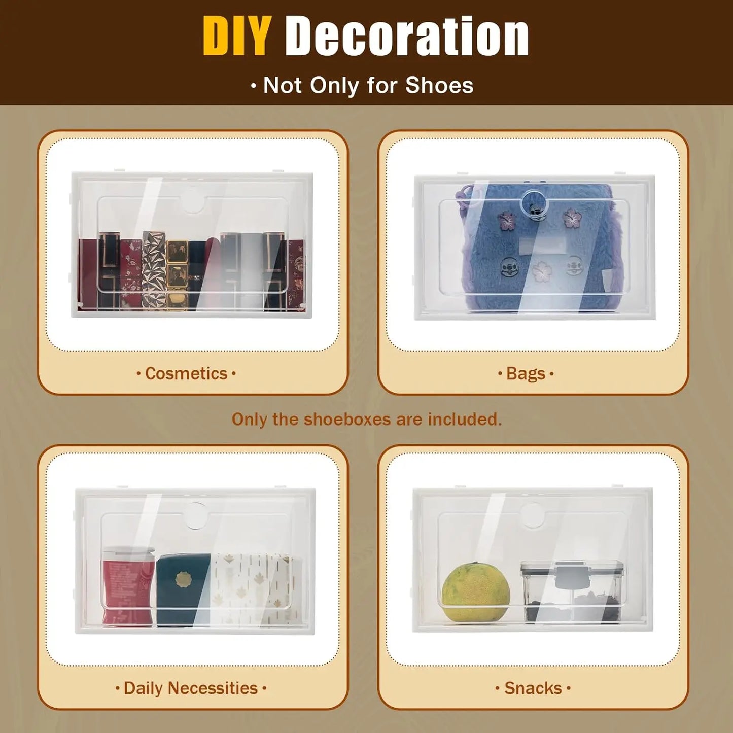 Bymaocar 24 Pack Clear Plastic Shoe Storage Boxes Stackable Organizer