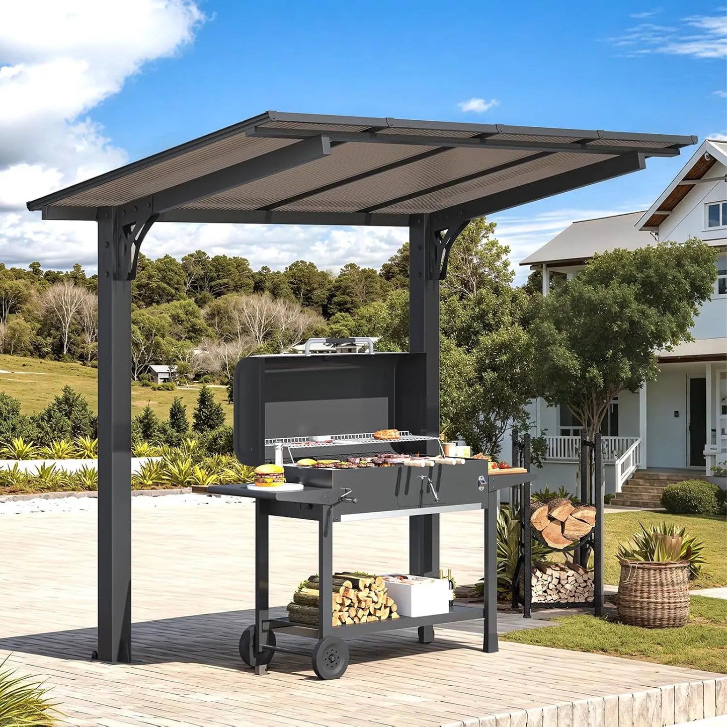 Outdoor Grill Gazebo Freestanding Heavy Duty Hardtop Carport Pergola