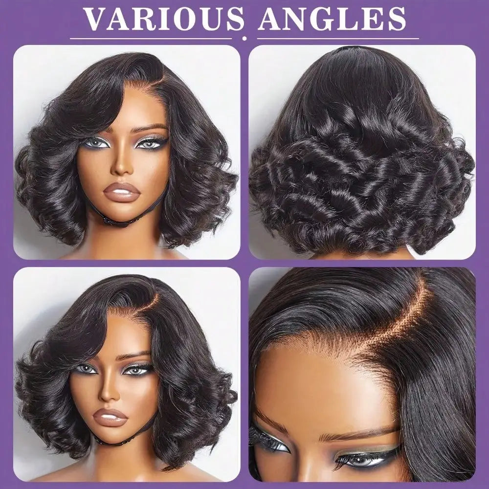 LETMIEO Body Wave Lace Front Virgin Hair Bob Wig Pre-Plucked