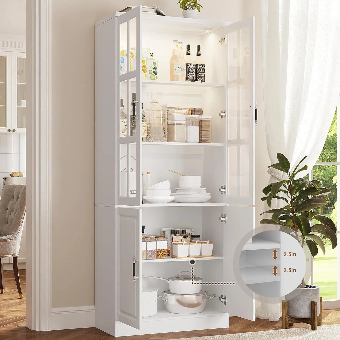 Guangbai Pantry Storage Cabinet With LED Lights