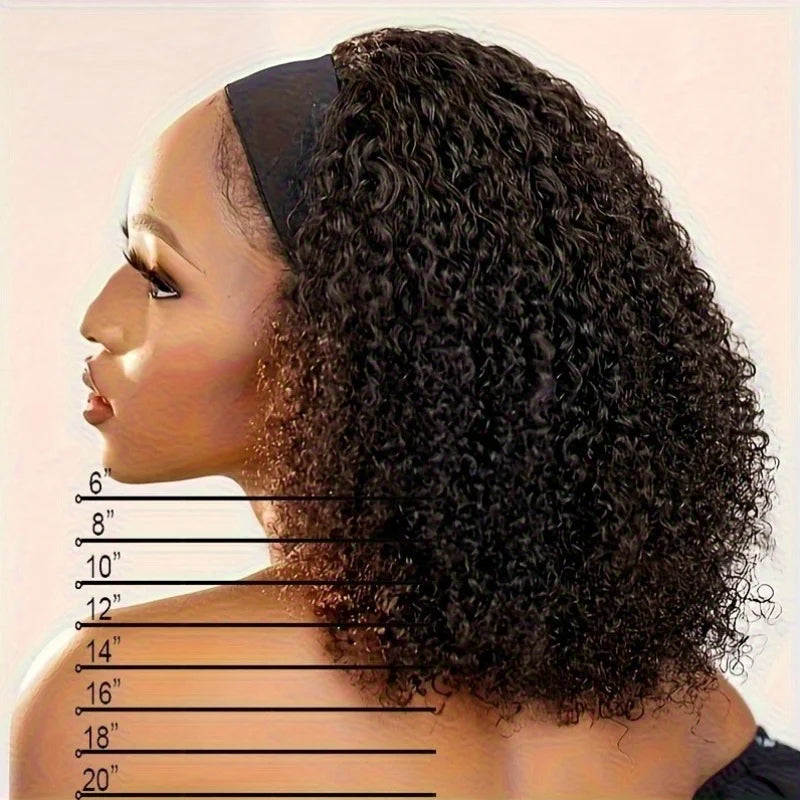 FIUMER 200 Density Short Headband Bob Wig Curly Glueless