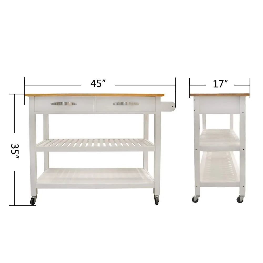 Rolling Kitchen Island Cart With Drawers And Towel Rack
