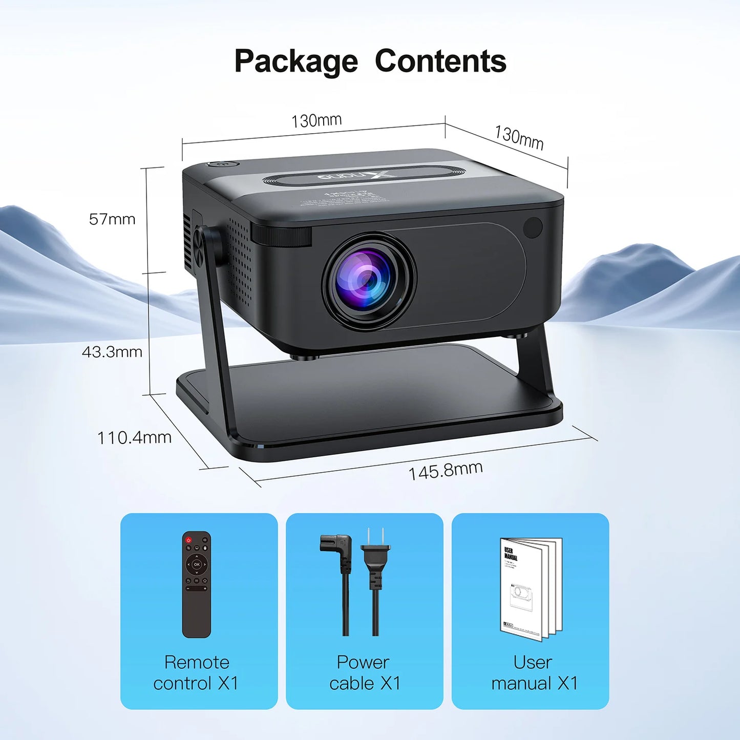 XNANO HA109 Mini Projector Android WiFi BT 5.0 Home Cinema
