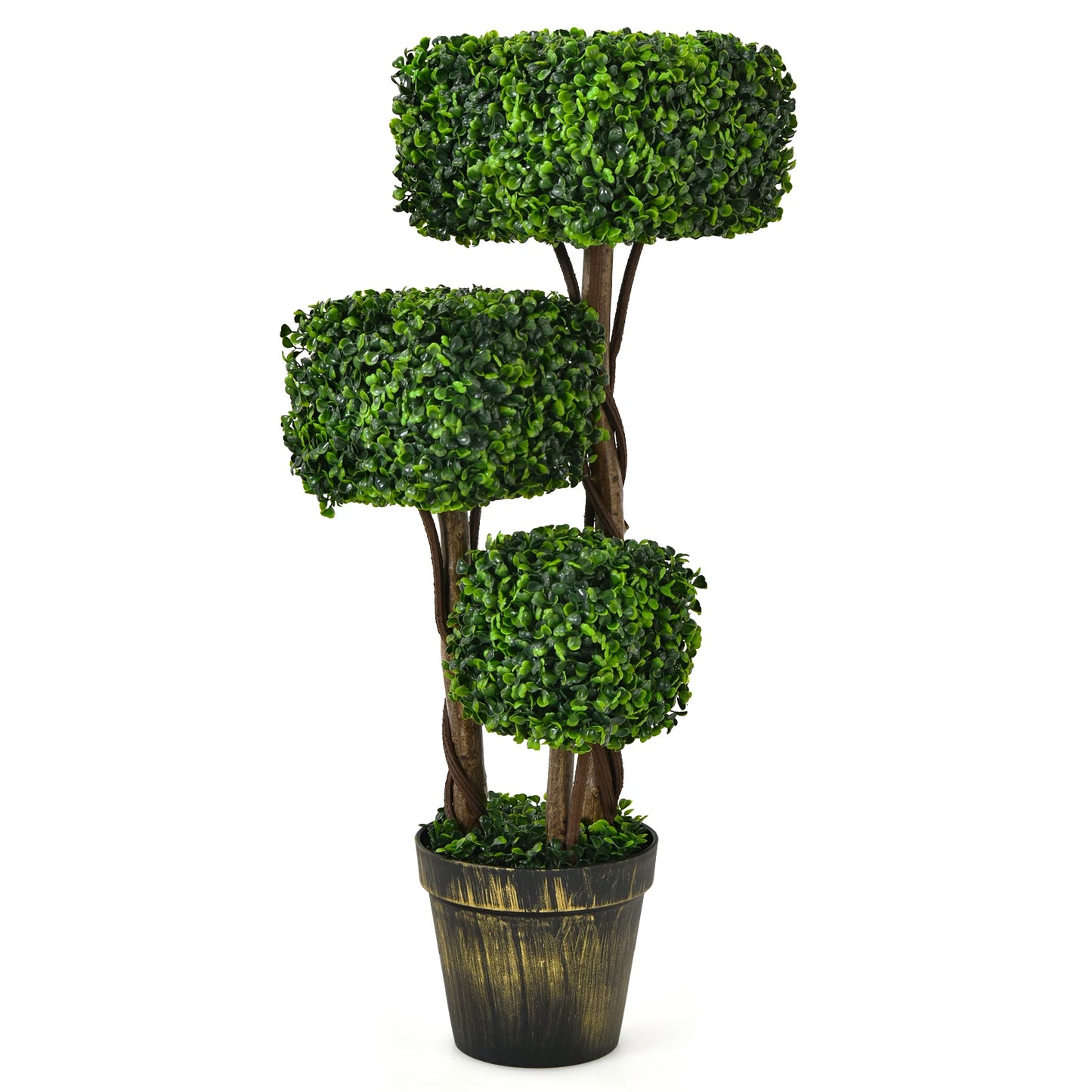 LIFEZEALCN Artificial Boxwood Topiary Tree UV Protected Indoor Outdoor Decor