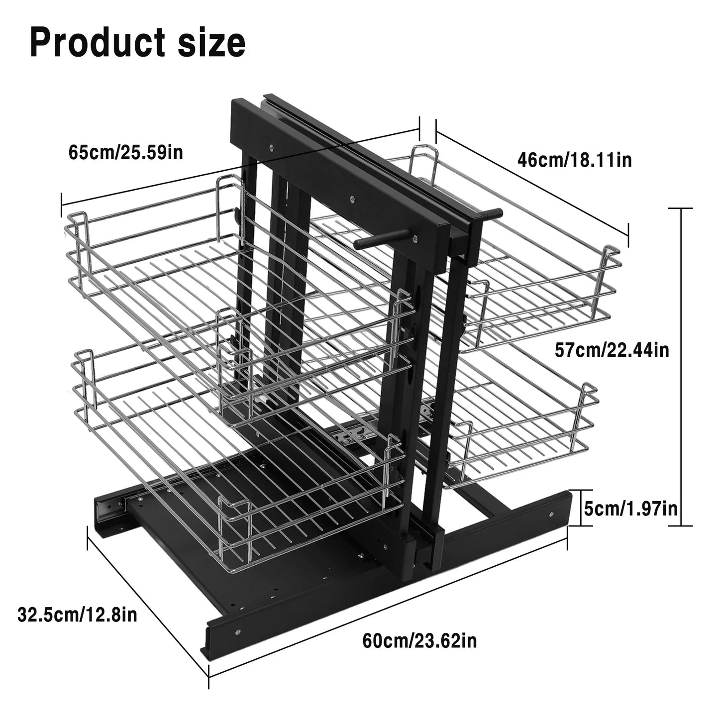 LAIMANEI Corner Pull Out Basket Double Layer Kitchen Cabinet Organizer