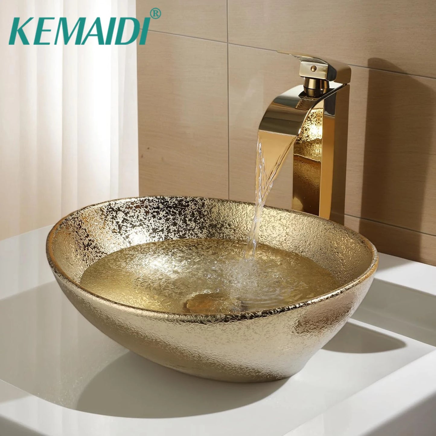 YANKSMART Ceramic Oval Vessel Sink With Faucet Combo