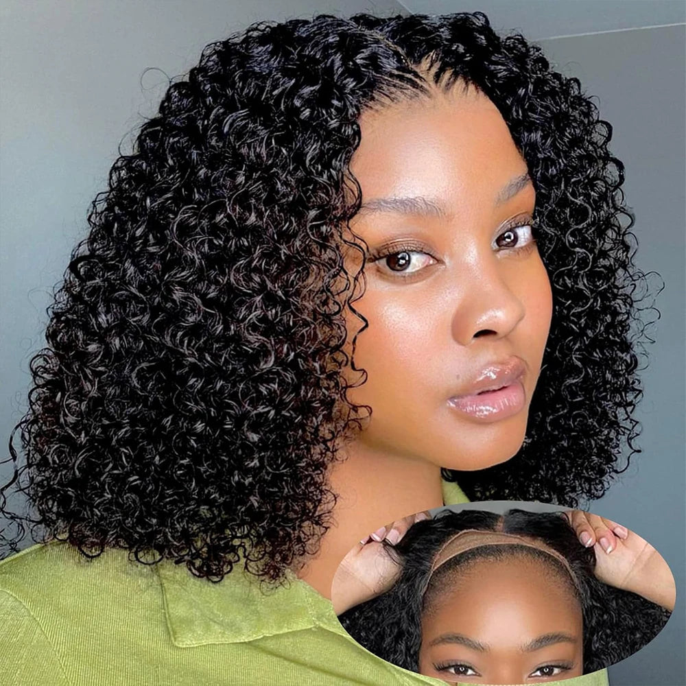 ZZMDS Water Wave Bob Wig With HD Transparent Lace Front