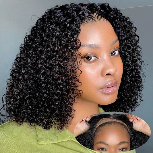 ZZMDS Water Wave Bob Wig With HD Transparent Lace Front