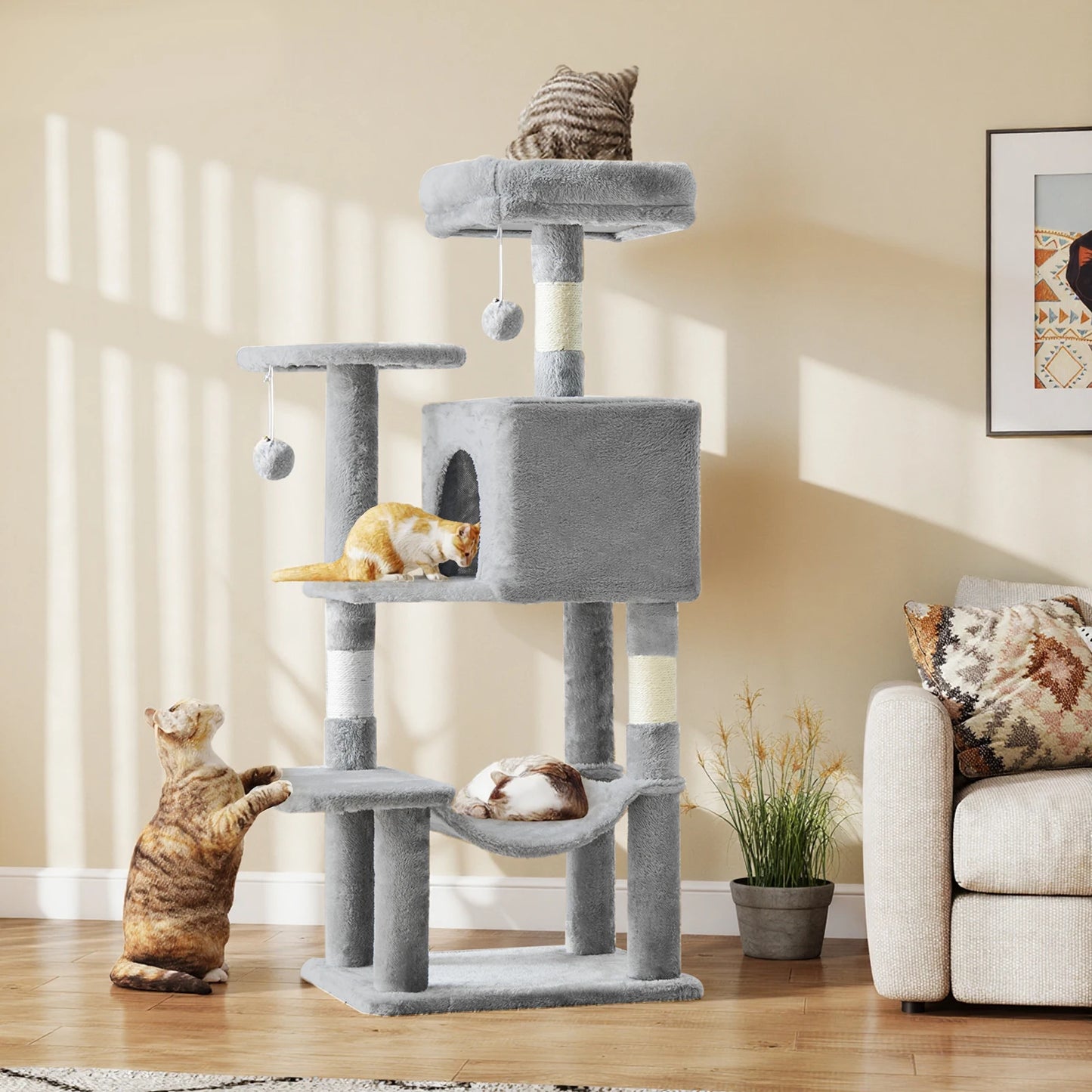 JHK Cat Tree Tower for MultiCat Homes with Sisal Posts