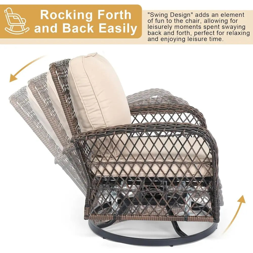 3-Piece Outdoor Patio Set With Swivel Chairs And Table