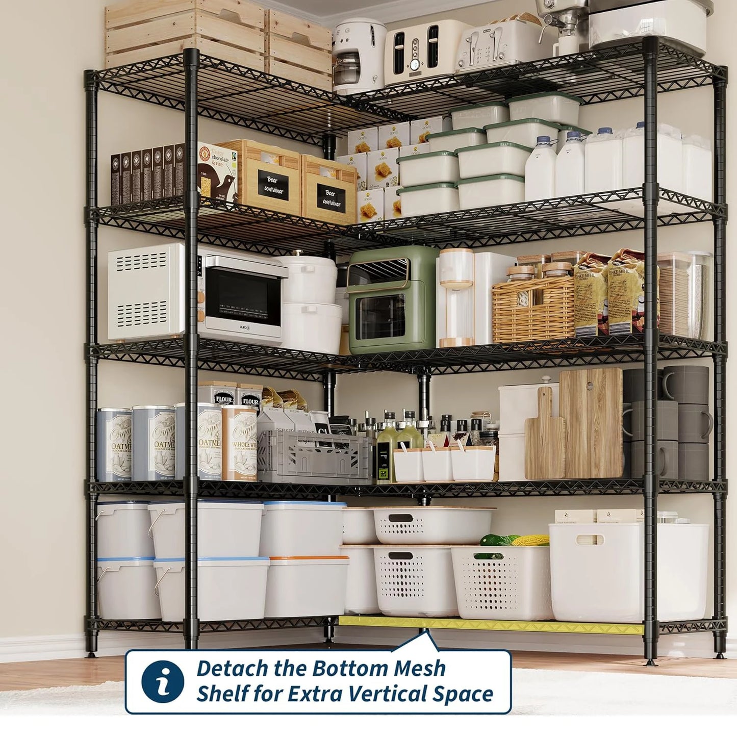 TWISTER.CK Heavy Duty Five Tier Metal Storage Shelves Garage Pantry
