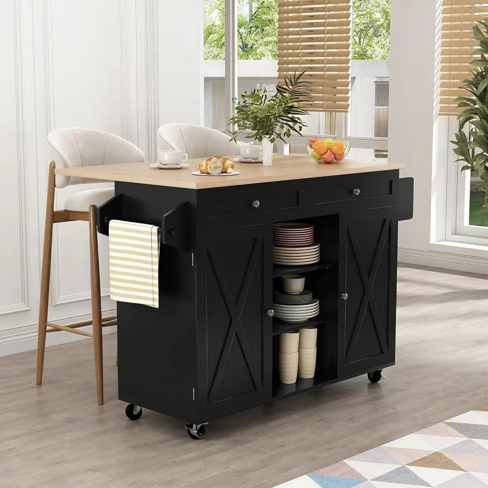 Kitchen Island On Wheels With Drop Leaf Countertop